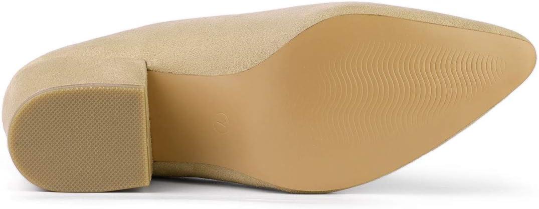 imageAllegra K Womens Pointed Toe Slip on Block Heel Slide MulesBeige