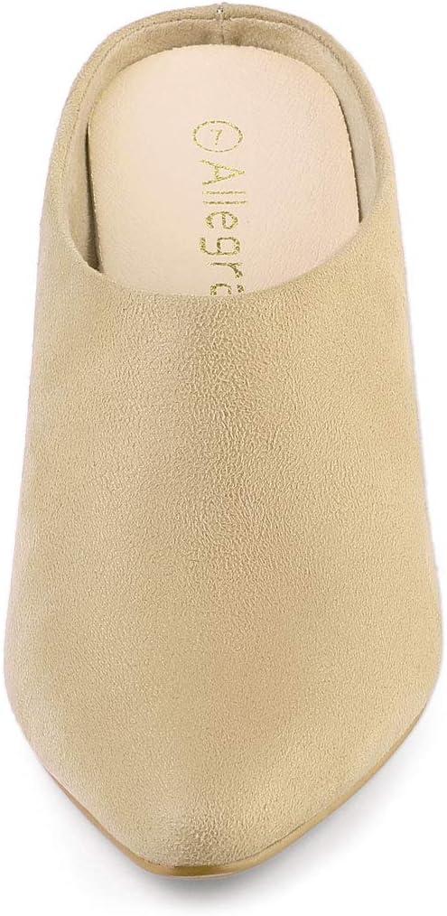 imageAllegra K Womens Pointed Toe Slip on Block Heel Slide MulesBeige