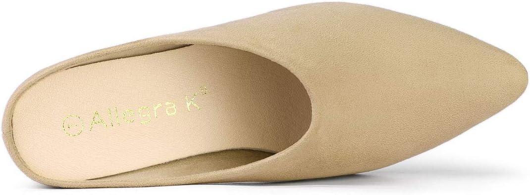 imageAllegra K Womens Pointed Toe Slip on Block Heel Slide MulesBeige