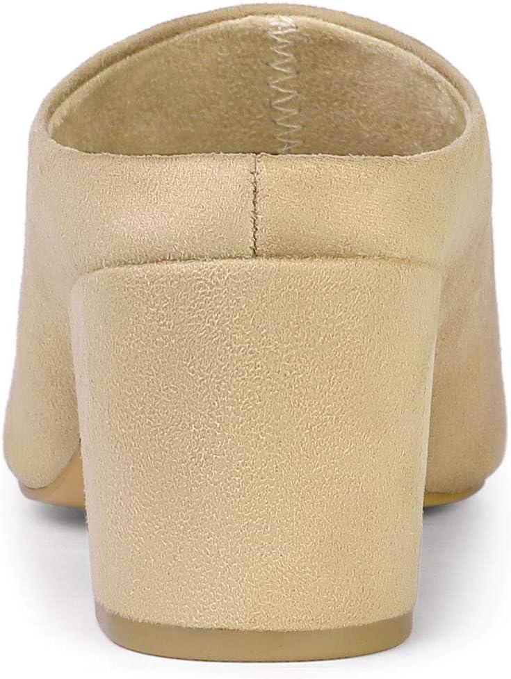 imageAllegra K Womens Pointed Toe Slip on Block Heel Slide MulesBeige