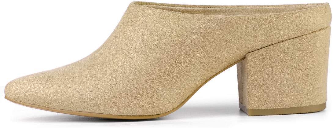 imageAllegra K Womens Pointed Toe Slip on Block Heel Slide MulesBeige