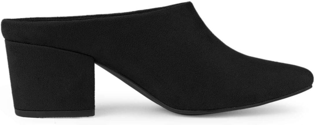 imageAllegra K Womens Pointed Toe Slip on Block Heel Slide MulesBlack