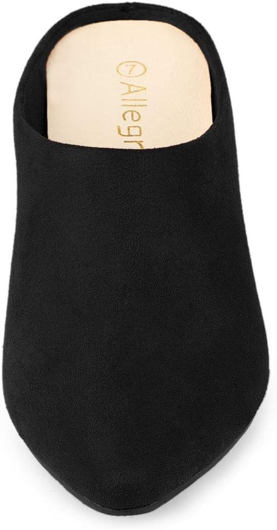 imageAllegra K Womens Pointed Toe Slip on Block Heel Slide MulesBlack