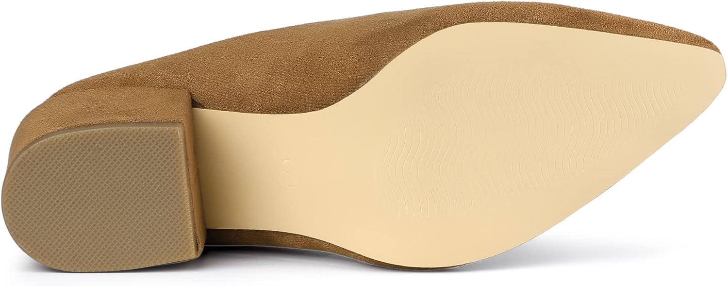 imageAllegra K Womens Pointed Toe Slip on Block Heel Slide MulesBrown