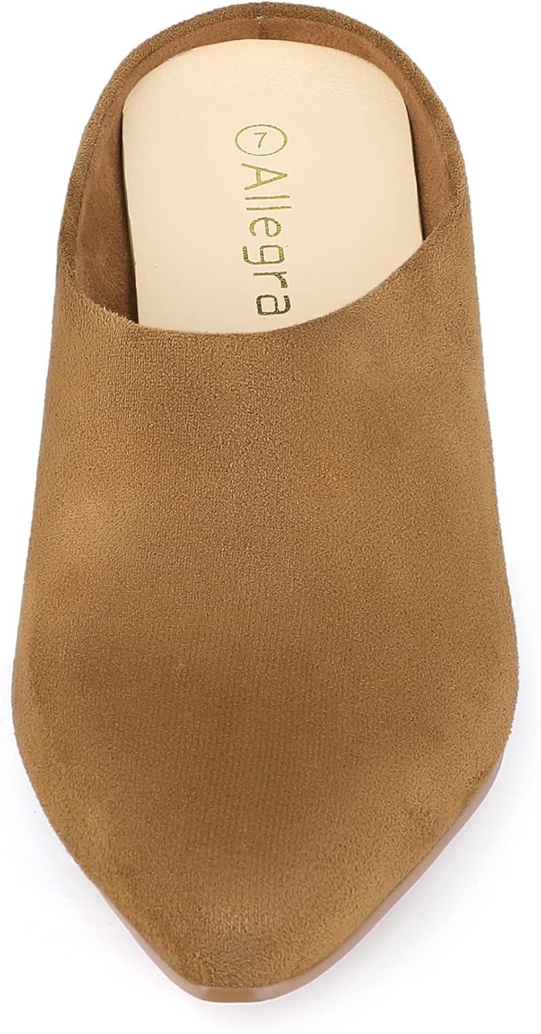 imageAllegra K Womens Pointed Toe Slip on Block Heel Slide MulesBrown