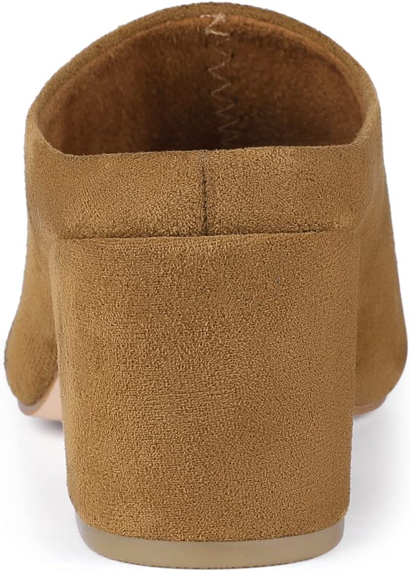 imageAllegra K Womens Pointed Toe Slip on Block Heel Slide MulesBrown