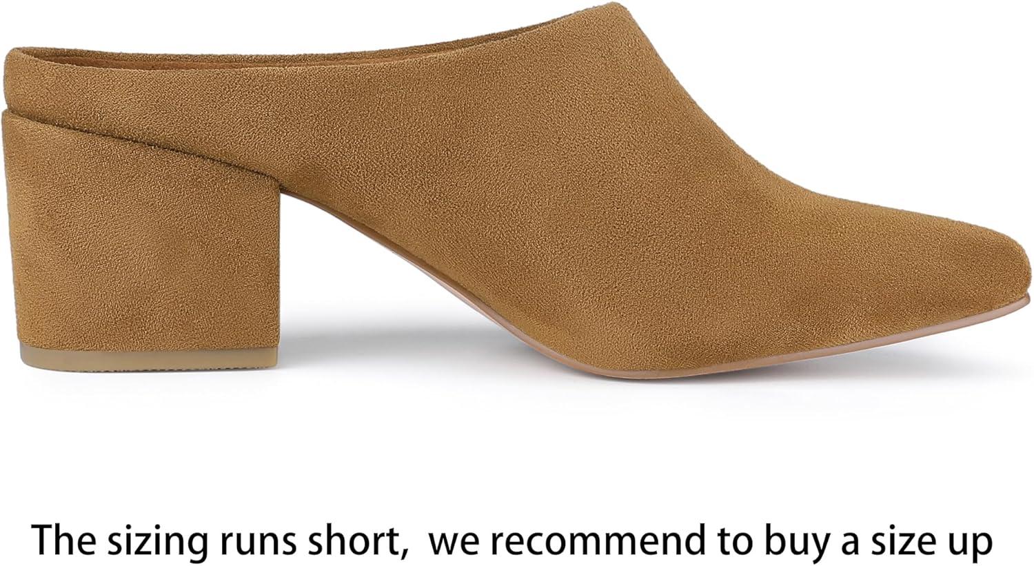 imageAllegra K Womens Pointed Toe Slip on Block Heel Slide MulesBrown