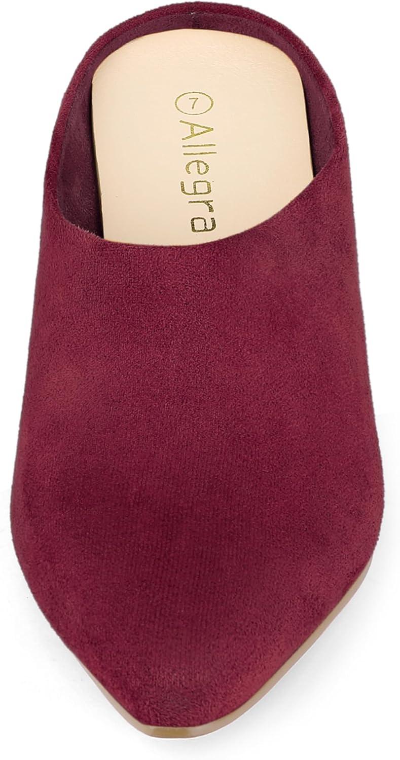 imageAllegra K Womens Pointed Toe Slip on Block Heel Slide MulesBurgundy