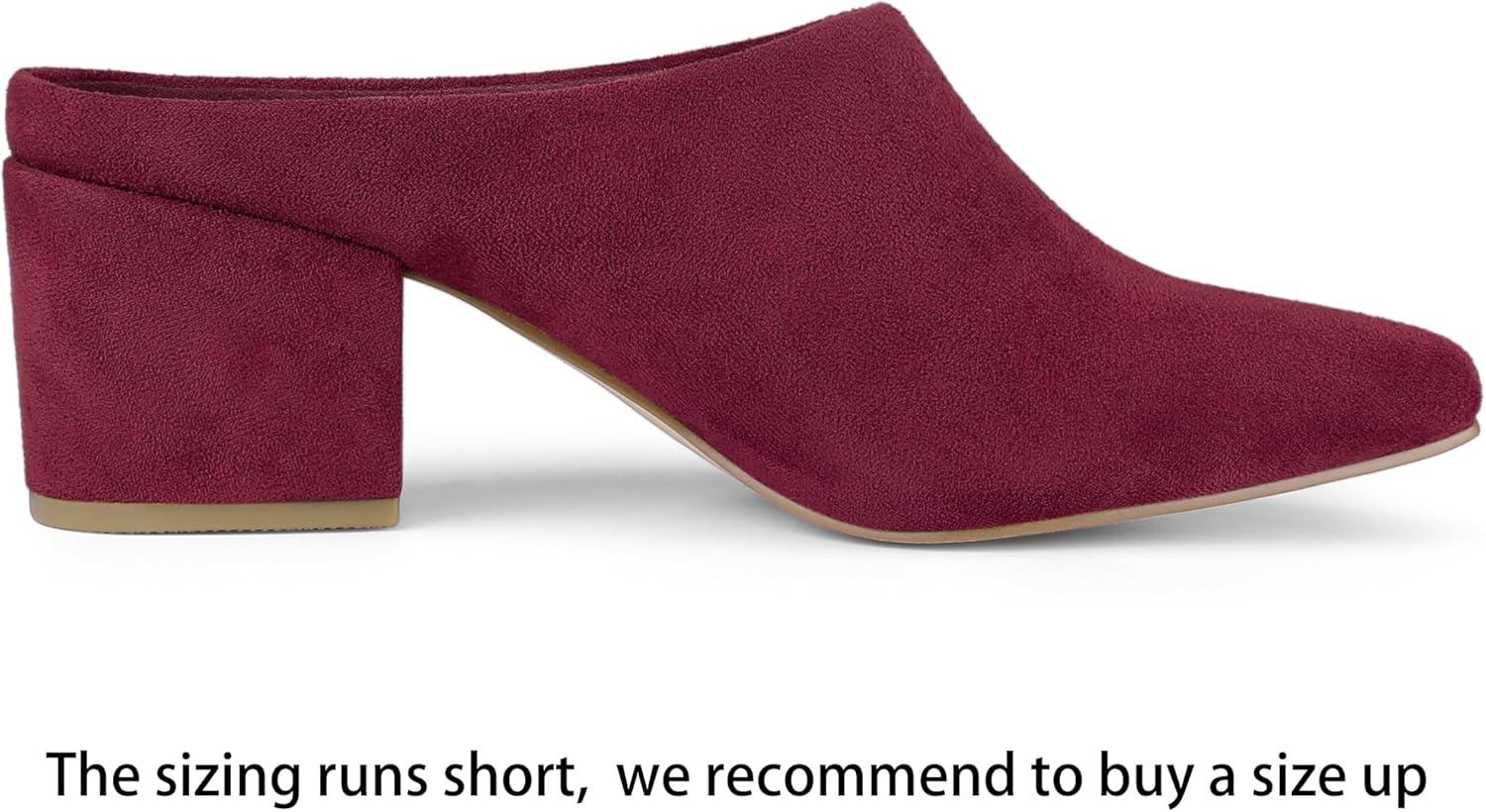 imageAllegra K Womens Pointed Toe Slip on Block Heel Slide MulesBurgundy