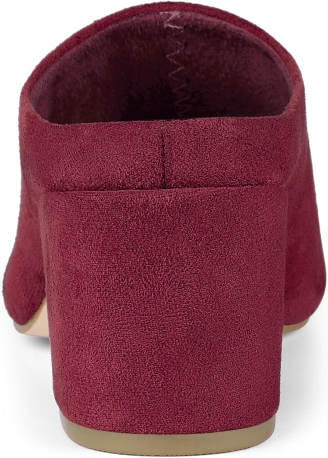 imageAllegra K Womens Pointed Toe Slip on Block Heel Slide MulesBurgundy