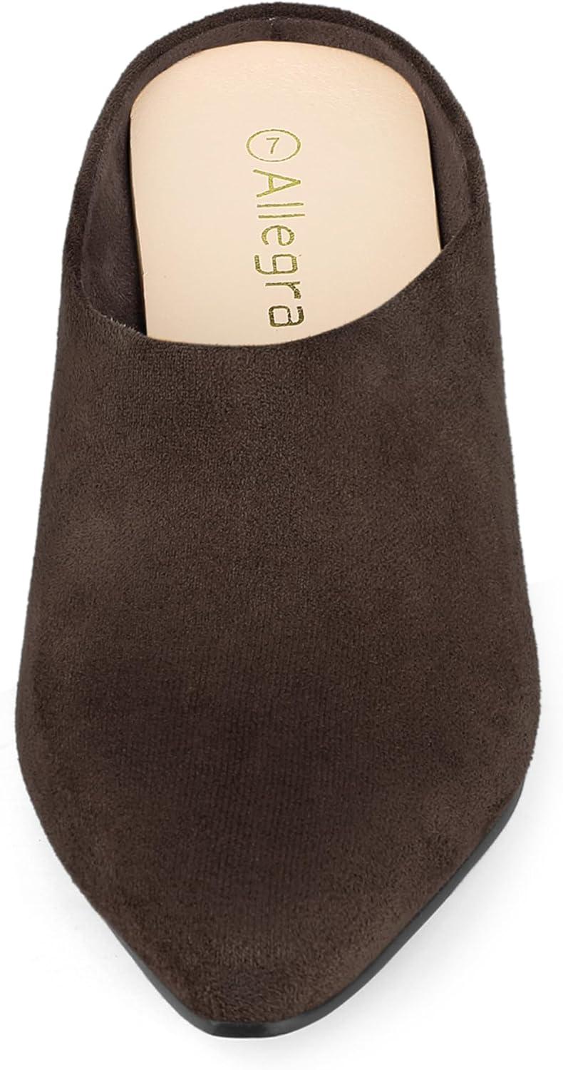 imageAllegra K Womens Pointed Toe Slip on Block Heel Slide MulesCoffee