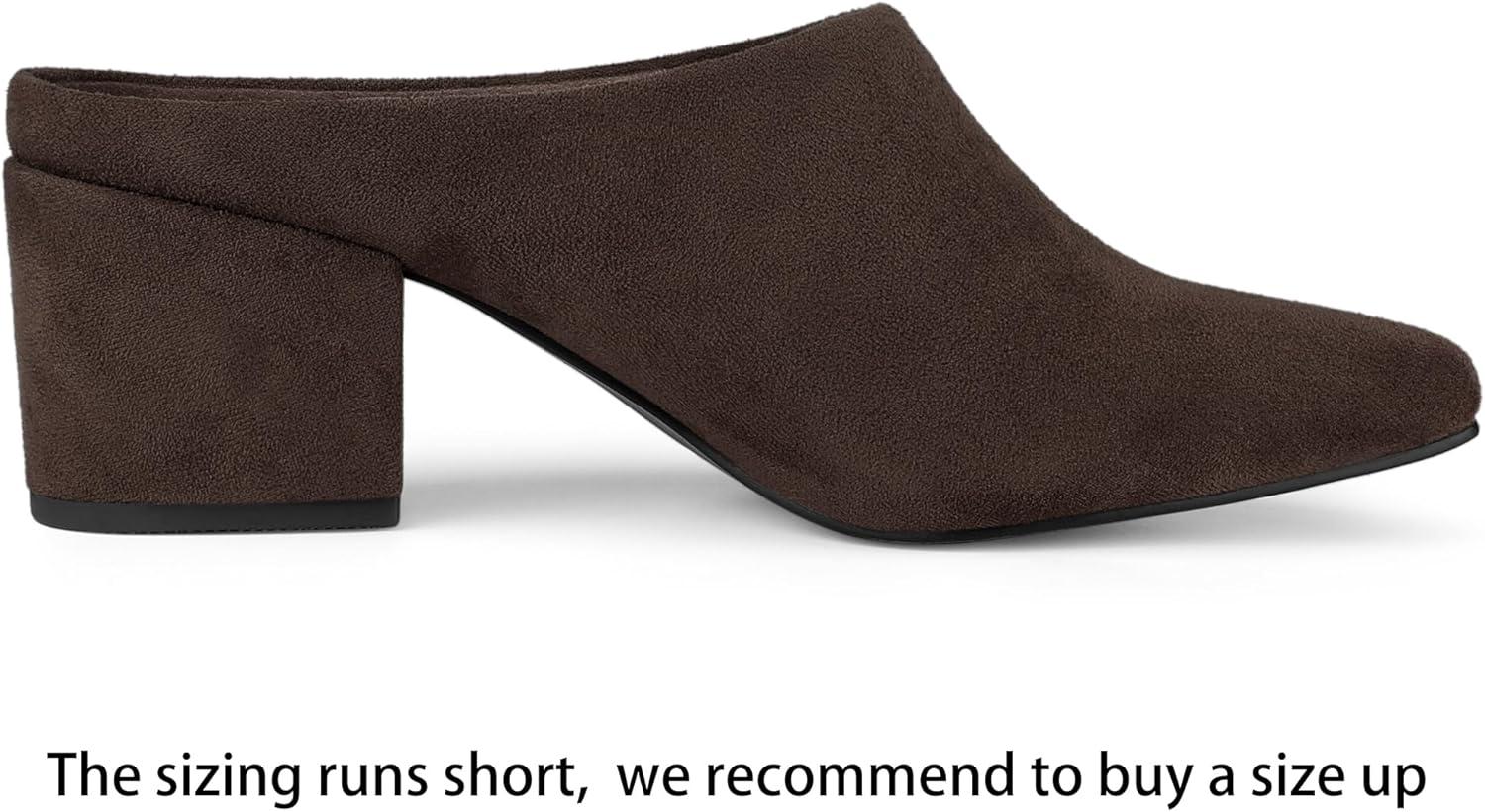 imageAllegra K Womens Pointed Toe Slip on Block Heel Slide MulesCoffee