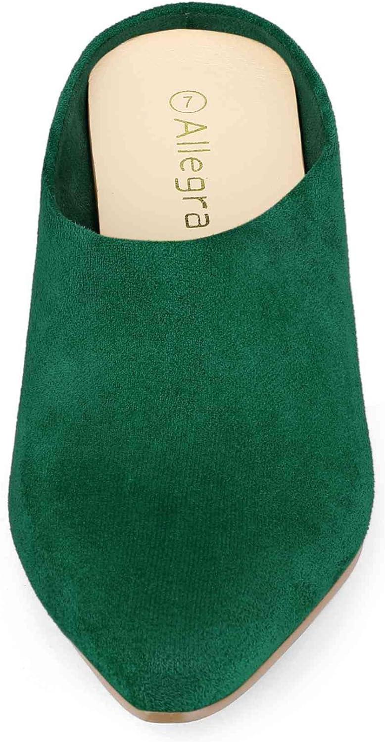 imageAllegra K Womens Pointed Toe Slip on Block Heel Slide MulesGreen