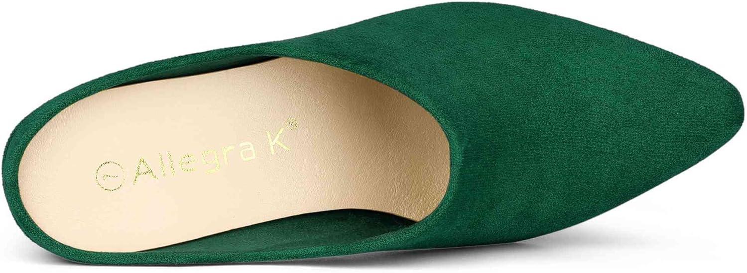 imageAllegra K Womens Pointed Toe Slip on Block Heel Slide MulesGreen