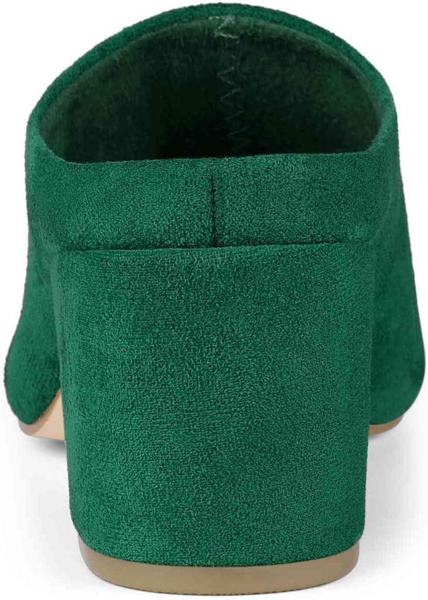 imageAllegra K Womens Pointed Toe Slip on Block Heel Slide MulesGreen