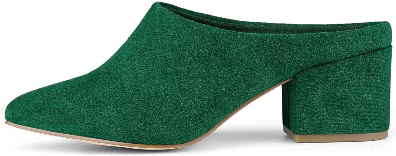 imageAllegra K Womens Pointed Toe Slip on Block Heel Slide MulesGreen