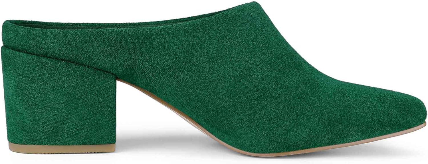 imageAllegra K Womens Pointed Toe Slip on Block Heel Slide MulesGreen