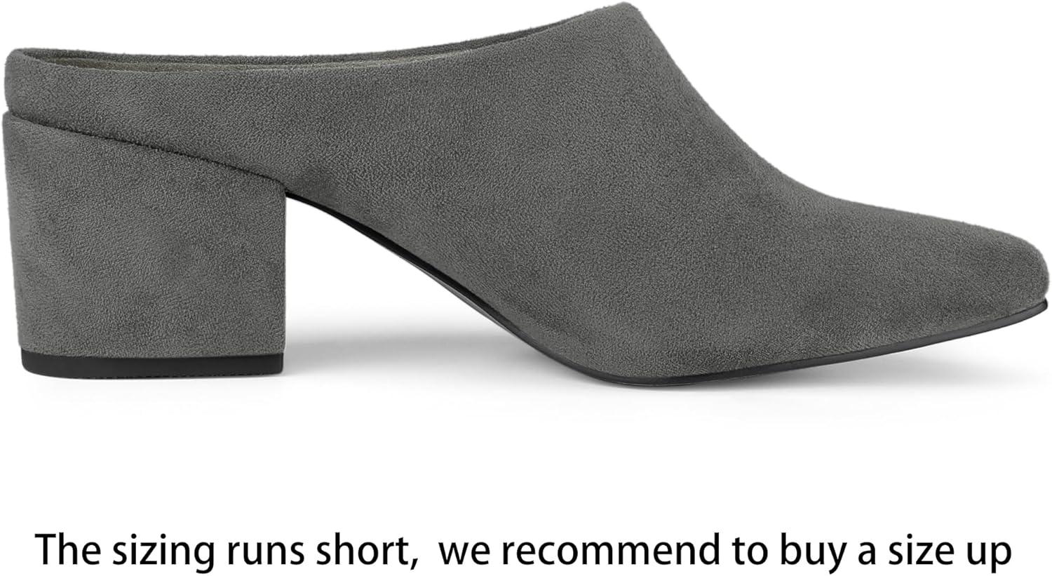 imageAllegra K Womens Pointed Toe Slip on Block Heel Slide MulesGrey