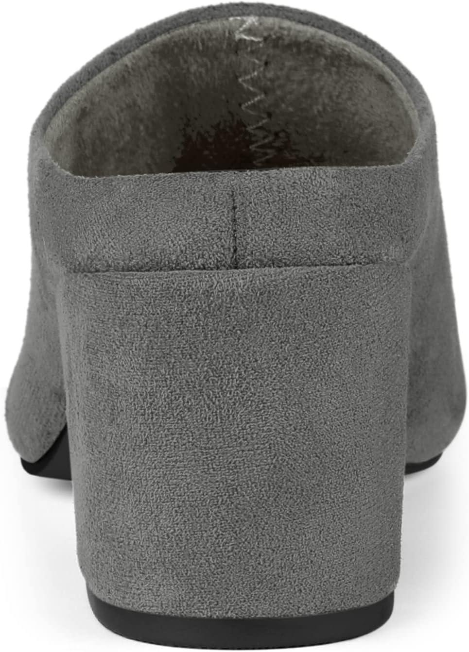 imageAllegra K Womens Pointed Toe Slip on Block Heel Slide MulesGrey
