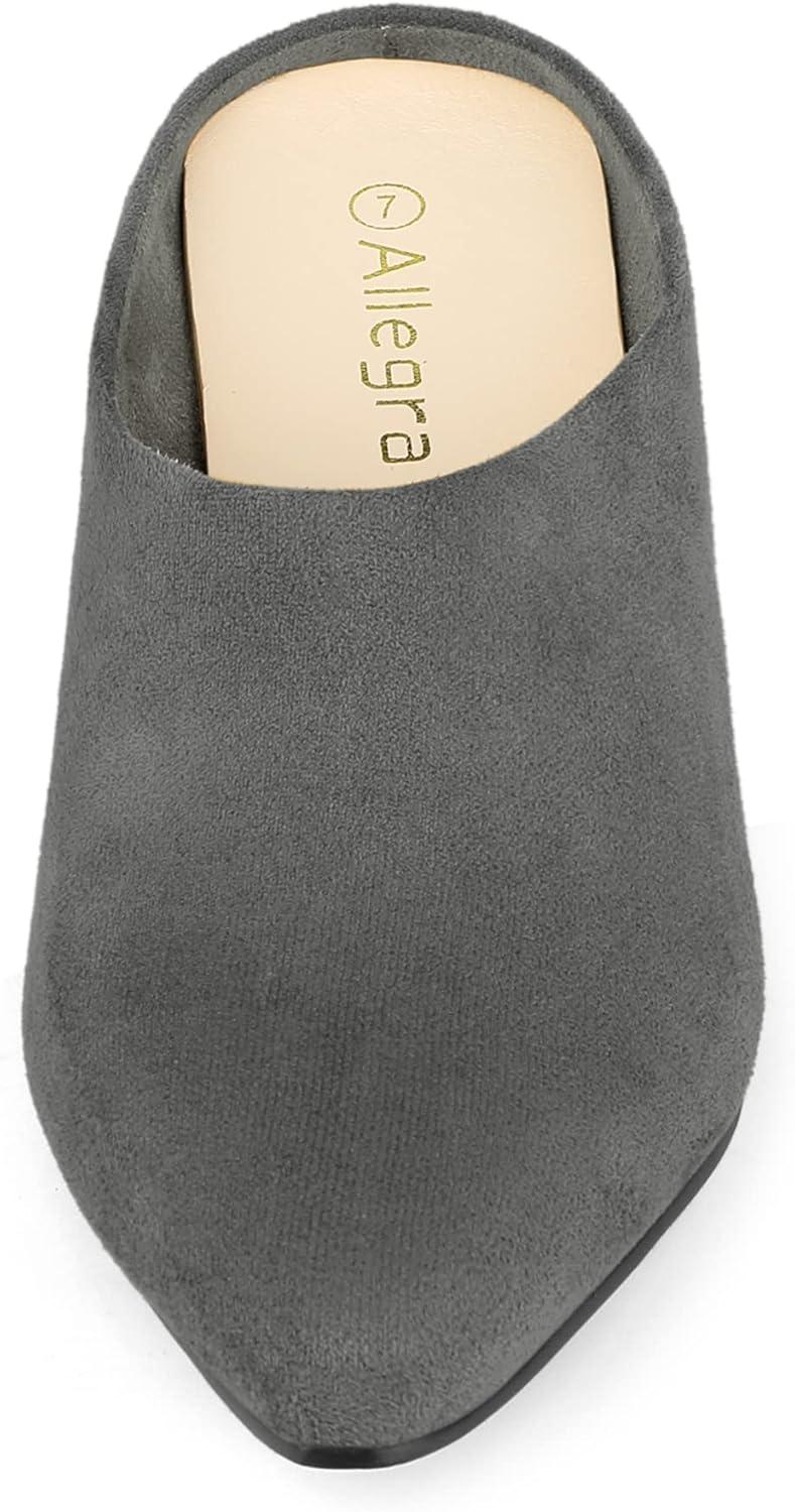 imageAllegra K Womens Pointed Toe Slip on Block Heel Slide MulesGrey