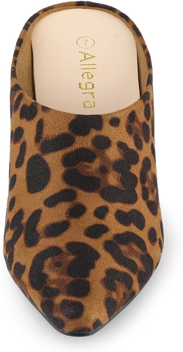 imageAllegra K Womens Pointed Toe Slip on Block Heel Slide MulesLeopard