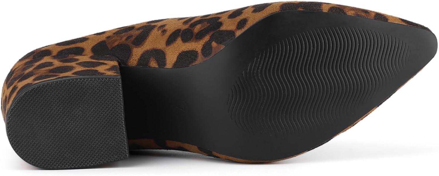 imageAllegra K Womens Pointed Toe Slip on Block Heel Slide MulesLeopard