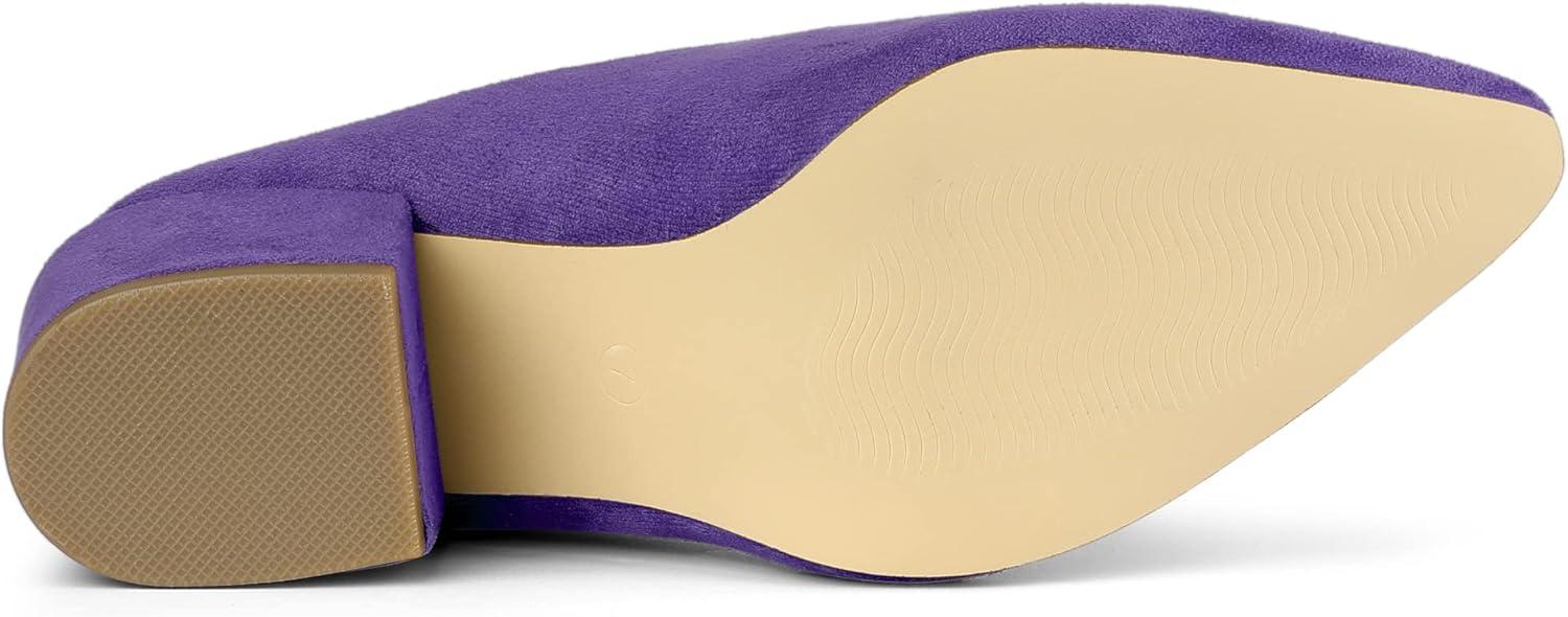 imageAllegra K Womens Pointed Toe Slip on Block Heel Slide MulesPurple