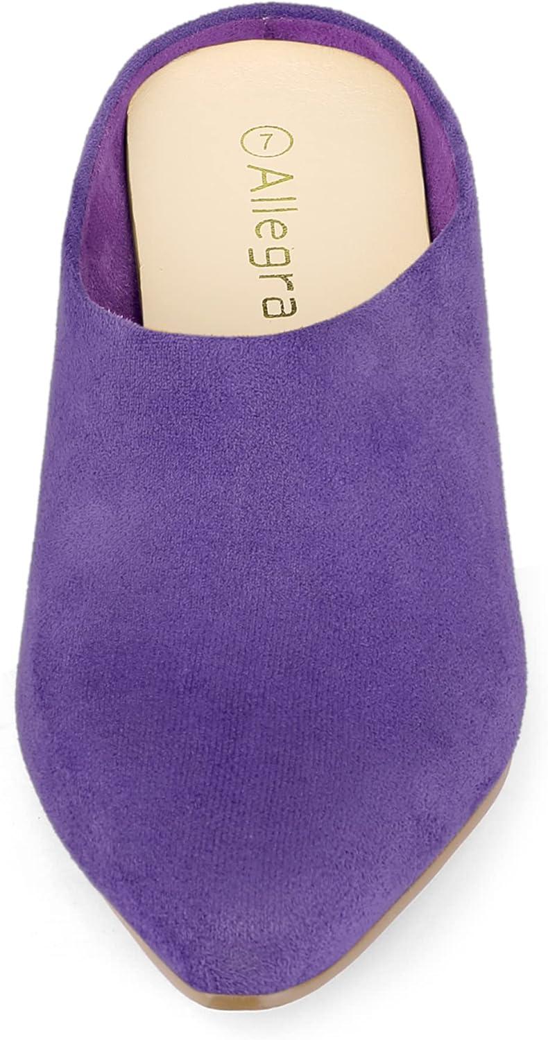imageAllegra K Womens Pointed Toe Slip on Block Heel Slide MulesPurple
