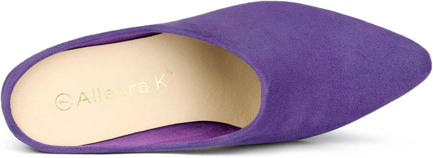 imageAllegra K Womens Pointed Toe Slip on Block Heel Slide MulesPurple