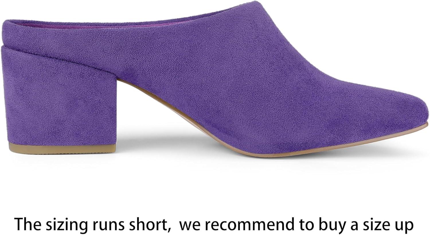 imageAllegra K Womens Pointed Toe Slip on Block Heel Slide MulesPurple