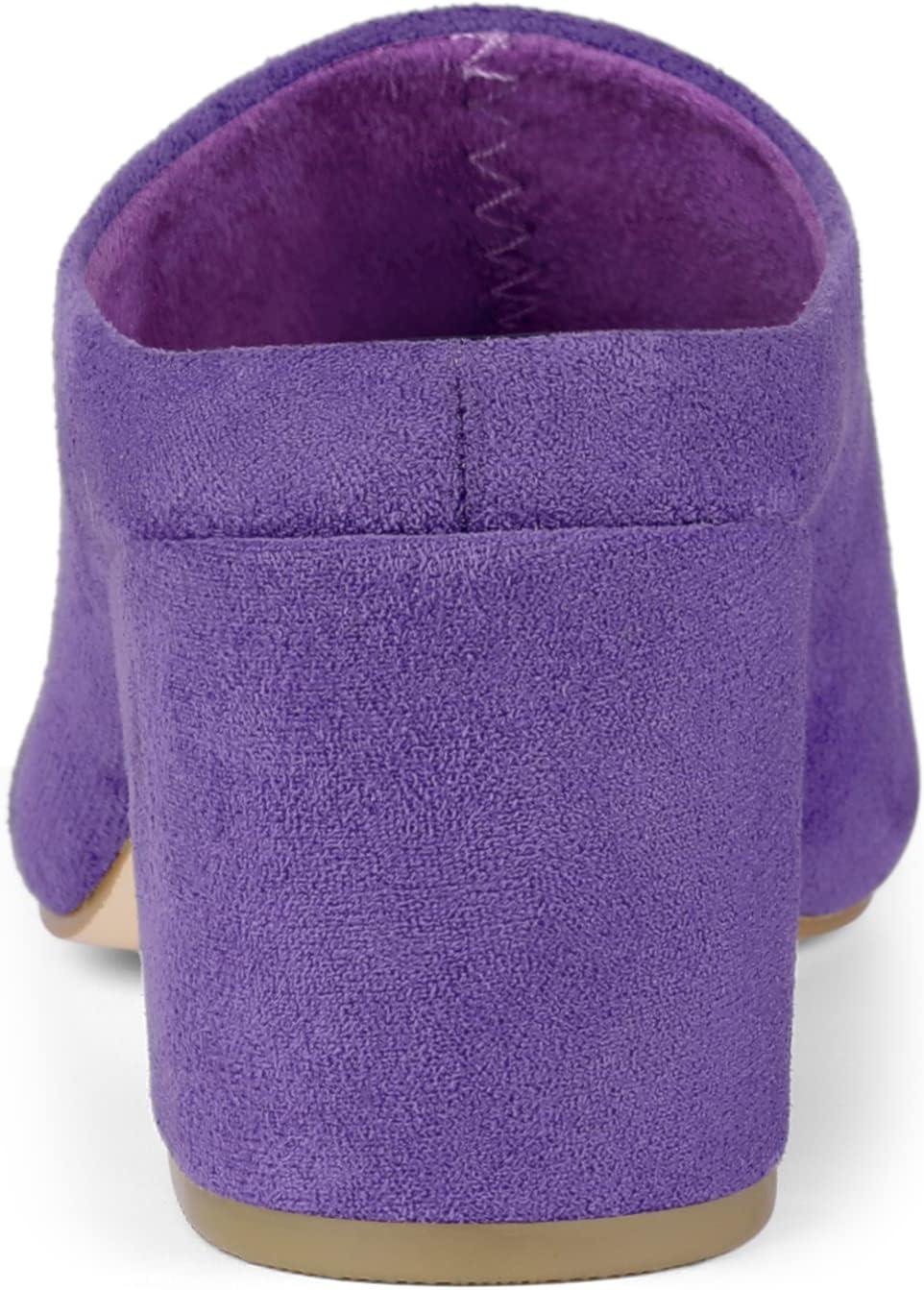 imageAllegra K Womens Pointed Toe Slip on Block Heel Slide MulesPurple