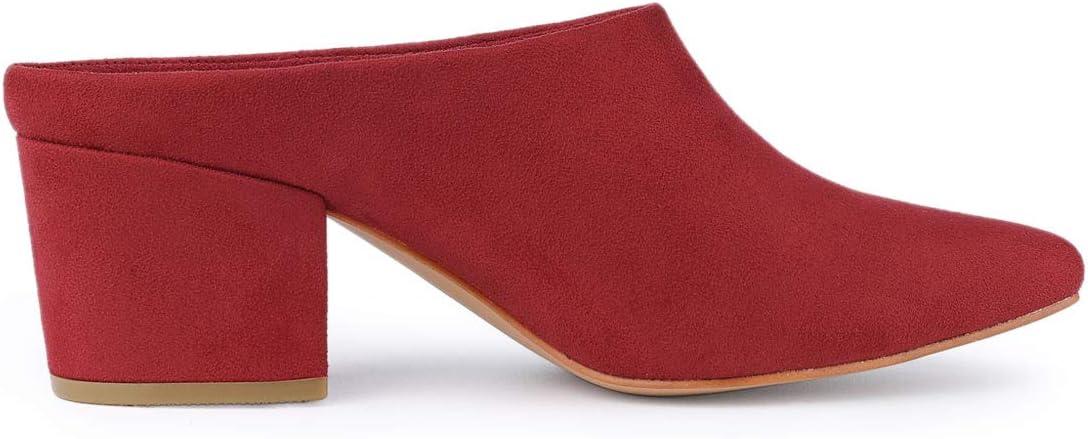 imageAllegra K Womens Pointed Toe Slip on Block Heel Slide MulesRed