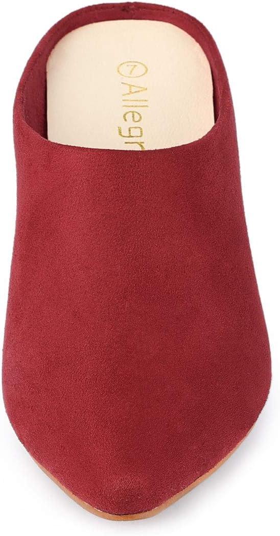imageAllegra K Womens Pointed Toe Slip on Block Heel Slide MulesRed