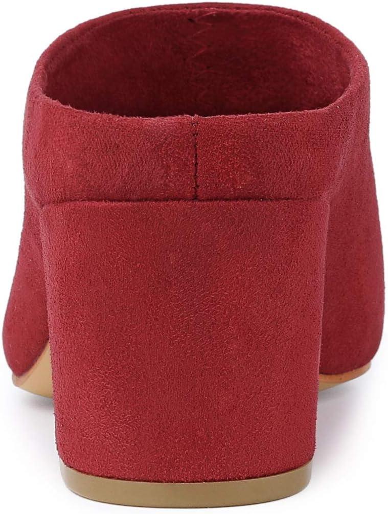 imageAllegra K Womens Pointed Toe Slip on Block Heel Slide MulesRed