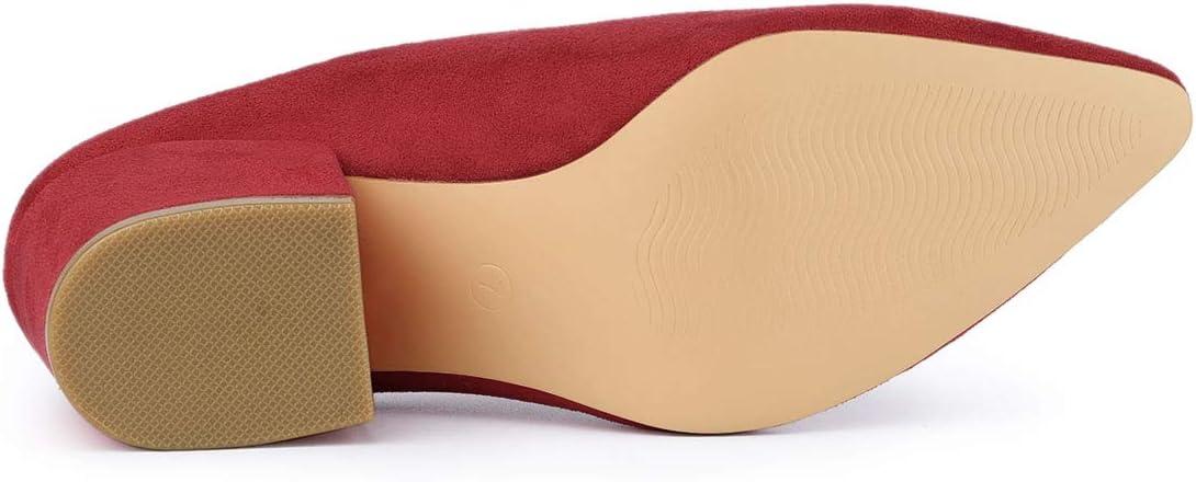 imageAllegra K Womens Pointed Toe Slip on Block Heel Slide MulesRed