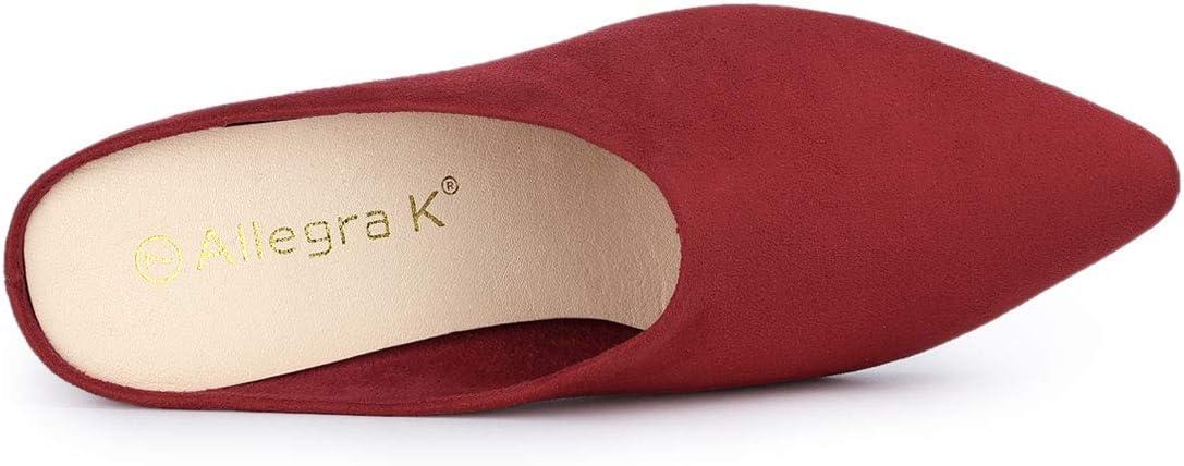 imageAllegra K Womens Pointed Toe Slip on Block Heel Slide MulesRed