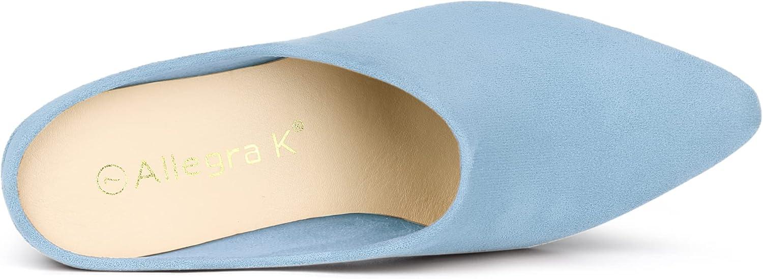 imageAllegra K Womens Pointed Toe Slip on Block Heel Slide MulesSky Blue