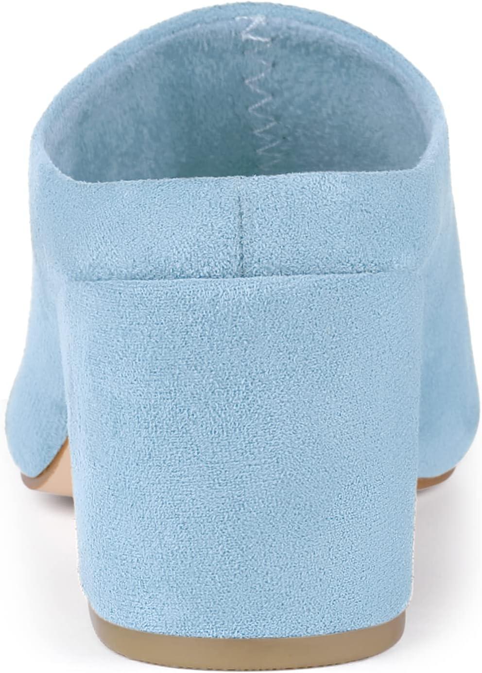 imageAllegra K Womens Pointed Toe Slip on Block Heel Slide MulesSky Blue