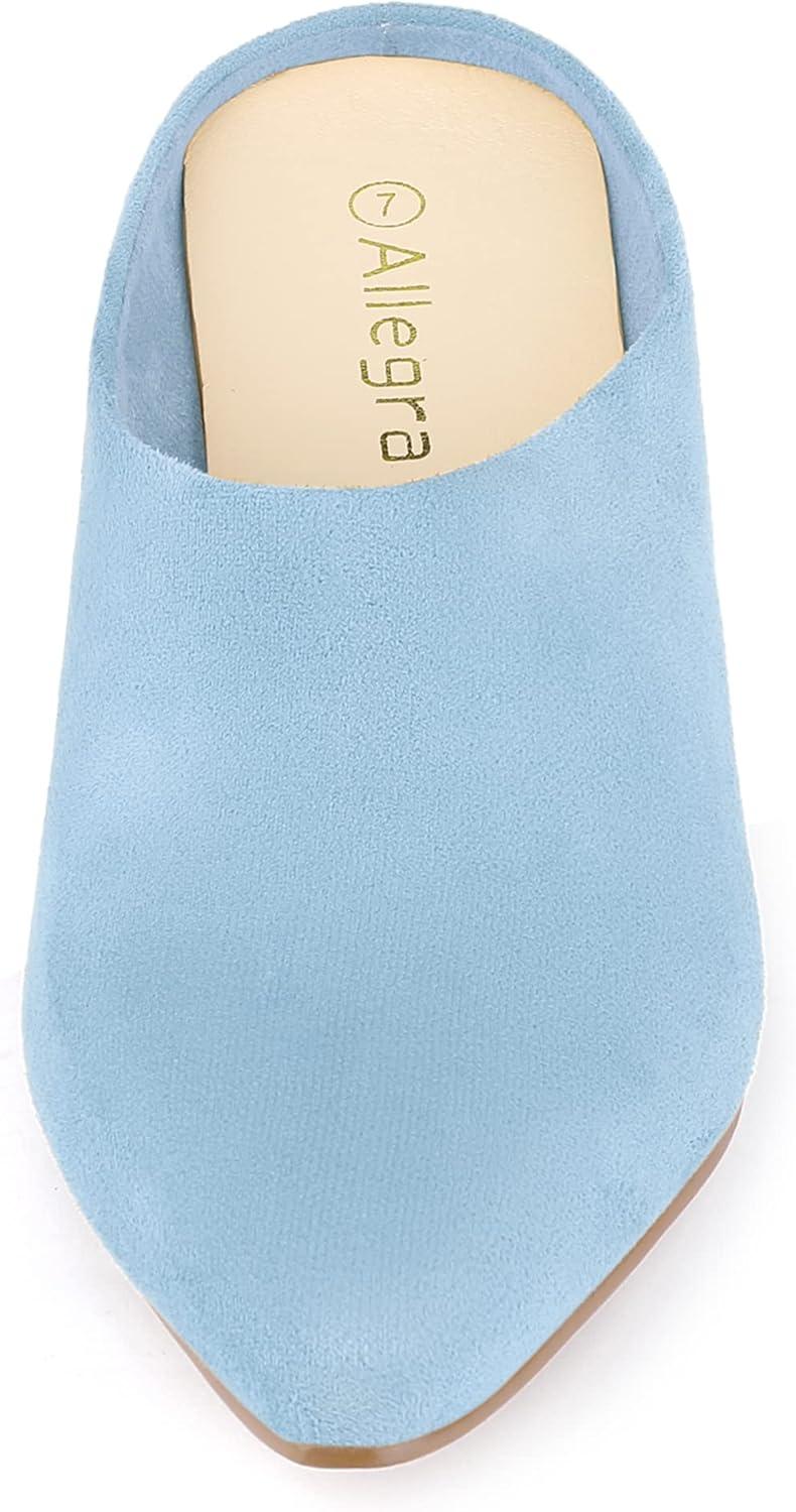imageAllegra K Womens Pointed Toe Slip on Block Heel Slide MulesSky Blue