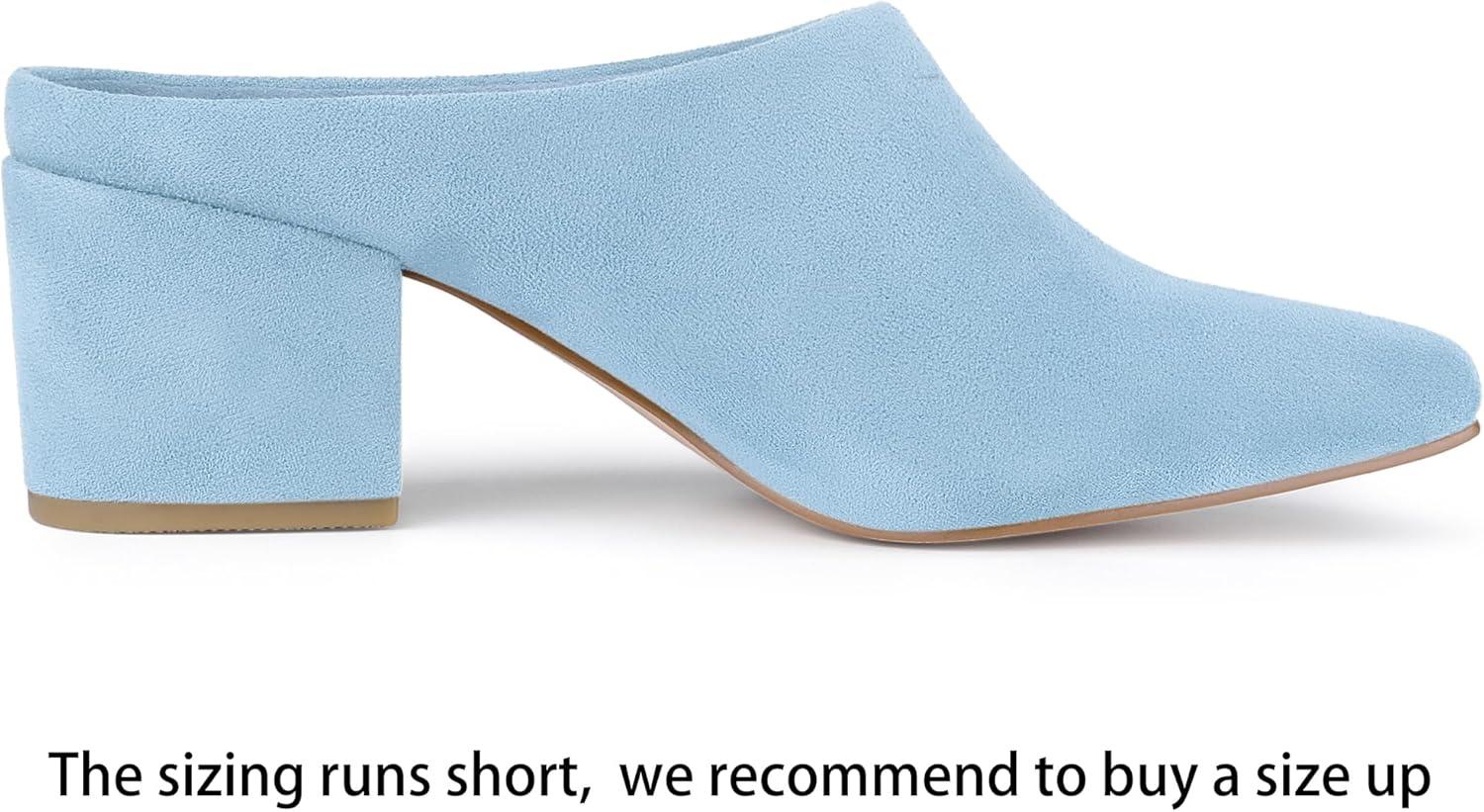 imageAllegra K Womens Pointed Toe Slip on Block Heel Slide MulesSky Blue