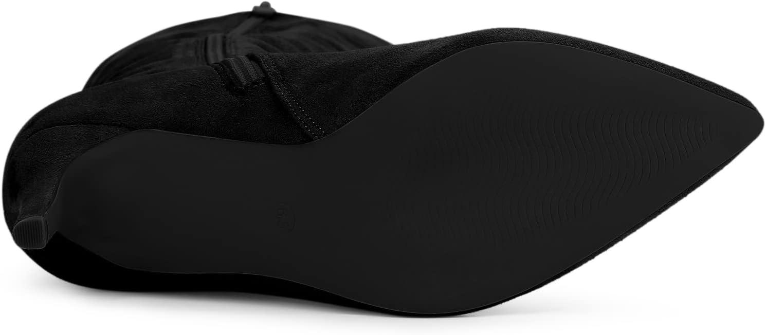 imageAllegra K Womens Pointed Toe Stiletto Heels Knee High BootBlack