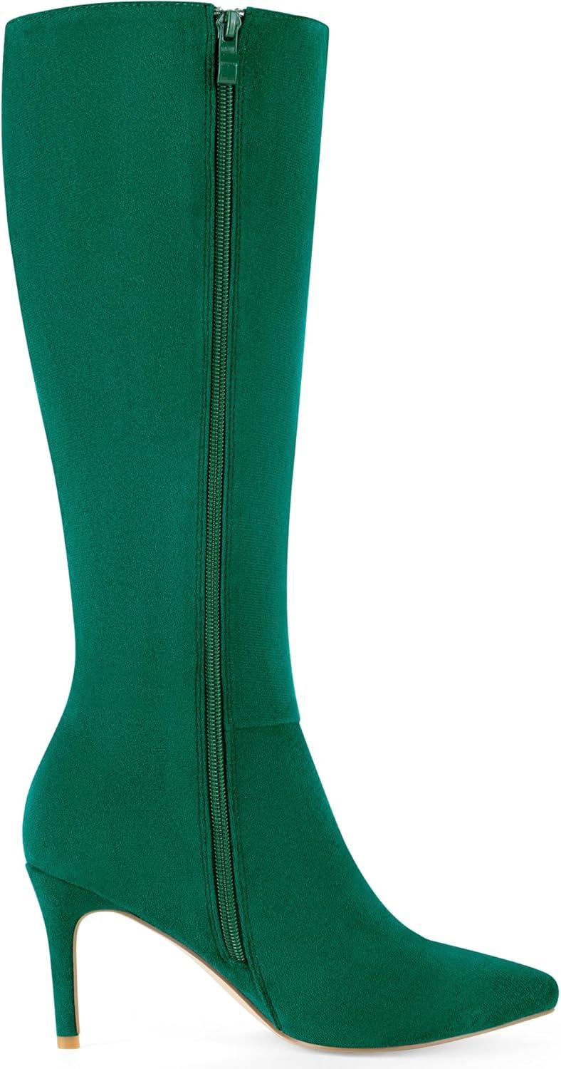 imageAllegra K Womens Pointed Toe Stiletto Heels Knee High BootGreen