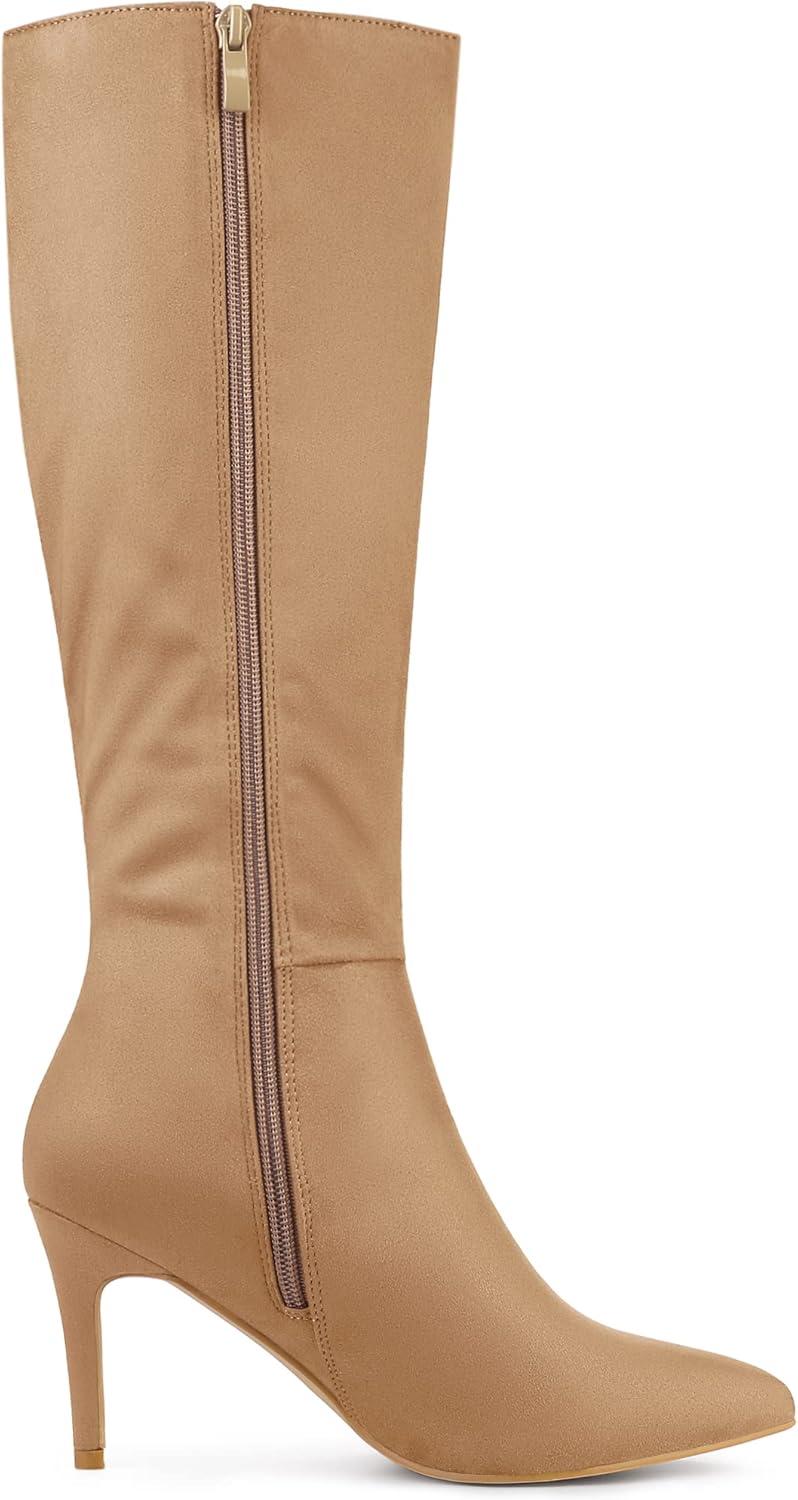 imageAllegra K Womens Pointed Toe Stiletto Heels Knee High BootKhaki