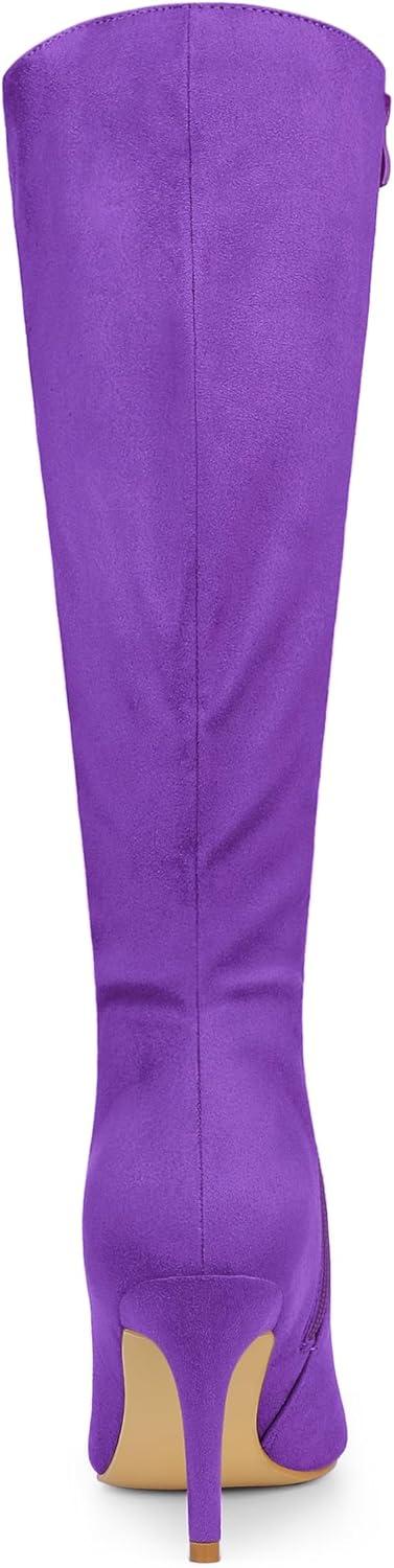 imageAllegra K Womens Pointed Toe Stiletto Heels Knee High BootPurple