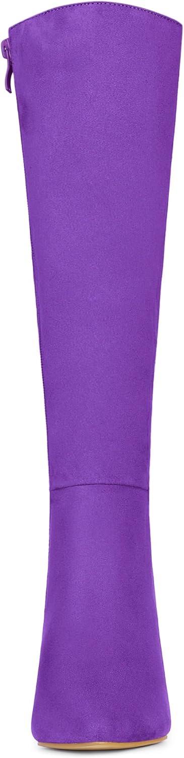 imageAllegra K Womens Pointed Toe Stiletto Heels Knee High BootPurple