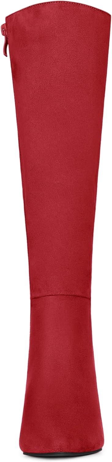 imageAllegra K Womens Pointed Toe Stiletto Heels Knee High BootRed