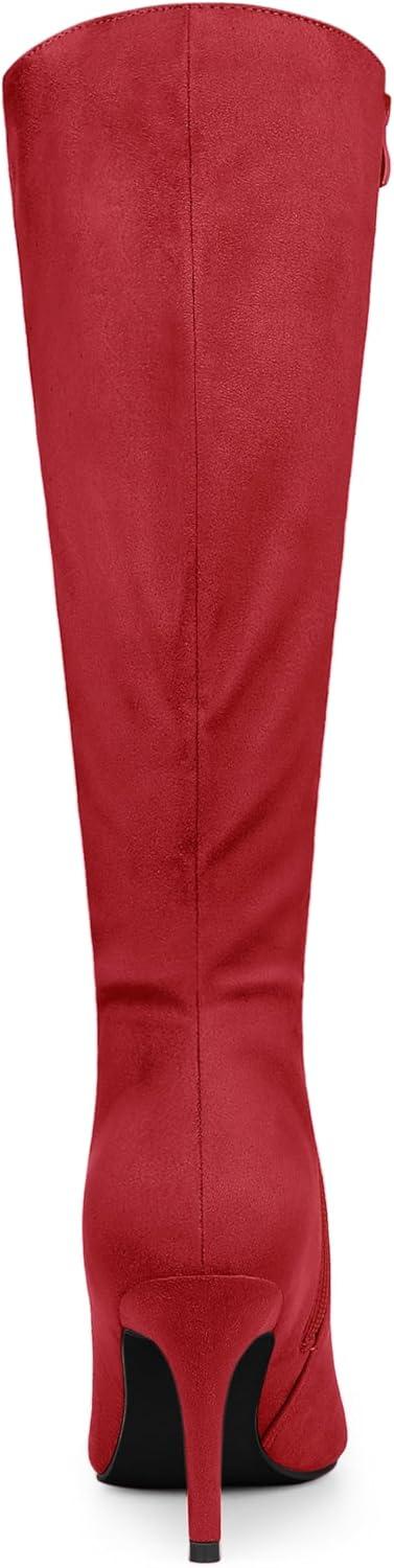 imageAllegra K Womens Pointed Toe Stiletto Heels Knee High BootRed