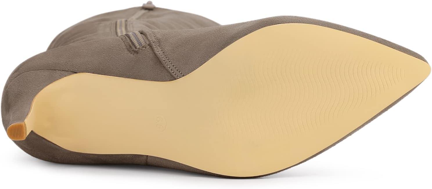 imageAllegra K Womens Pointed Toe Stiletto Heels Knee High BootTaupe