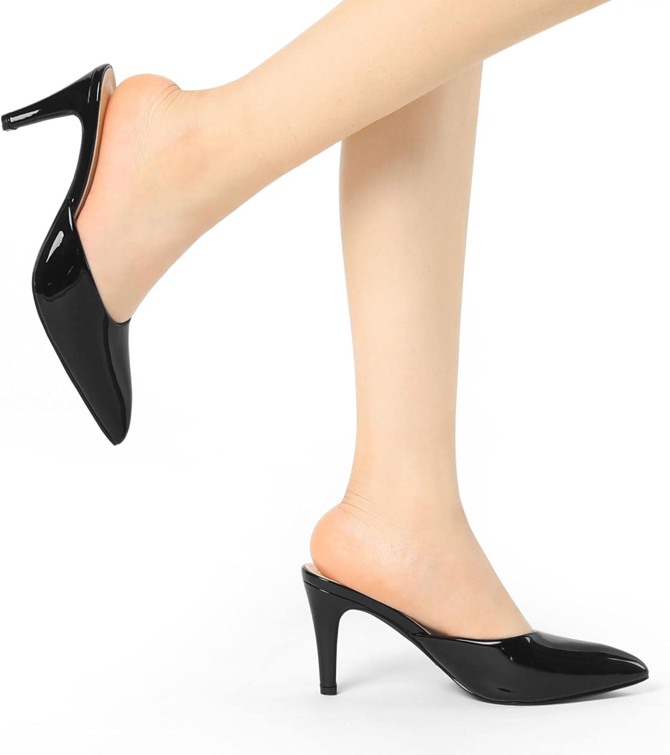 imageAllegra K Womens Pointed Toe Stiletto Heels Slide MulesBlack