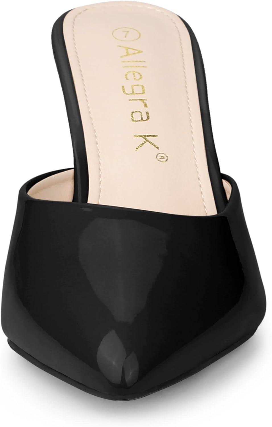 imageAllegra K Womens Pointed Toe Stiletto Heels Slide MulesBlack